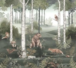 Mural Wild Forest 6943 zwierzęta w zielonym lesie