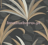 Tapeta Art Déco liście palmy na czarnym tle