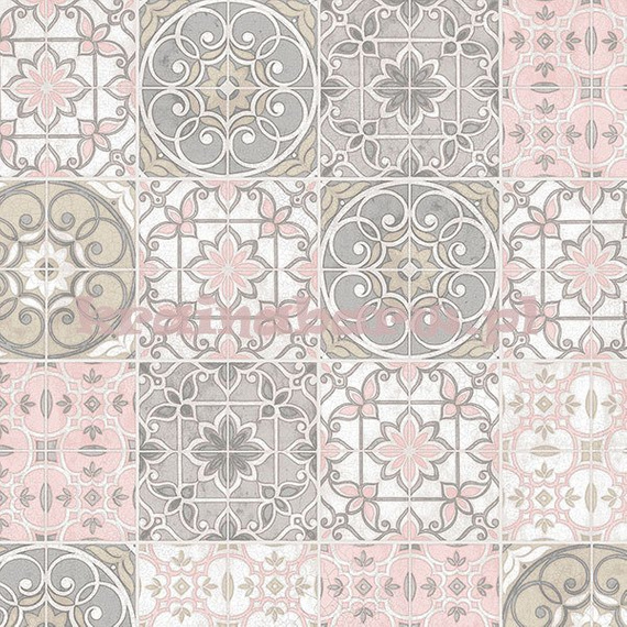 Tapeta z kafelkami w kolorze brudnego różu szarości vintage