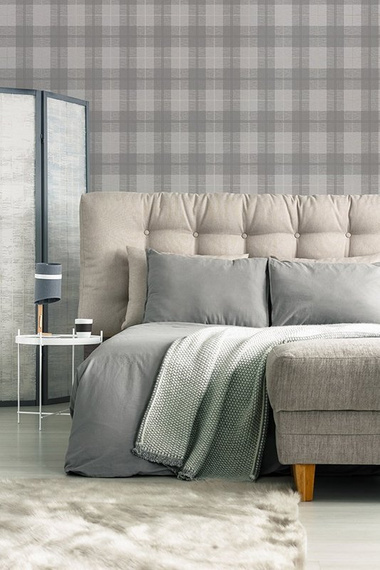 Tapeta klasyczna krata szara