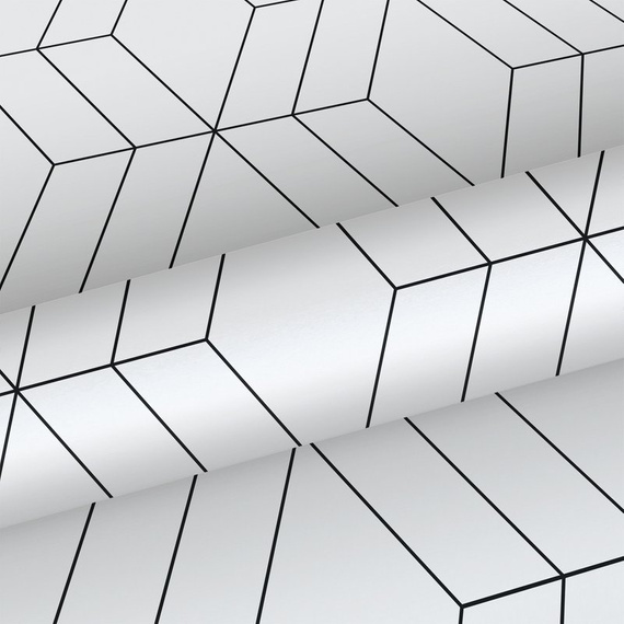 Tapeta 139149 graficzna geometryczna biało czarna