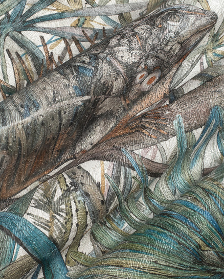 Fototapeta artystyczna Komodo Iguana liście