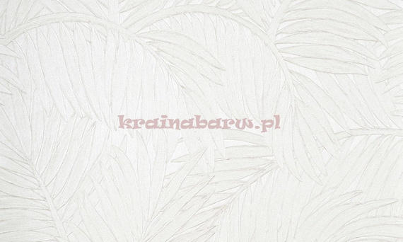 Tapeta z dużymi liśćmi palmy z wyczuwalną strukturą w jasnym rozbielonym beżu