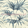 Nowoczesna tapeta z liśćmi palmy w niebieskich odcieniach na białym matowm tle
