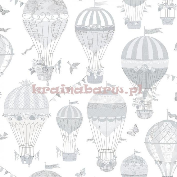 Stylowa tapeta latające balony w szarościach