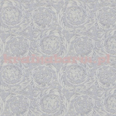 Ekskluzywna tapeta Versace IV klasyczne ornamenty kwiaty metaliczne srebro