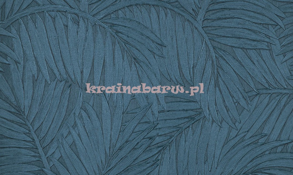 Tapeta z dużymi liśćmi palmy z wyczuwalną strukturą w niebieskim