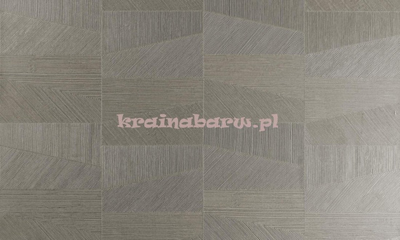 Tapeta geometryczna z  trapezowym wzorem w beżach z wyczuwalną strukturą  i efektem 3D