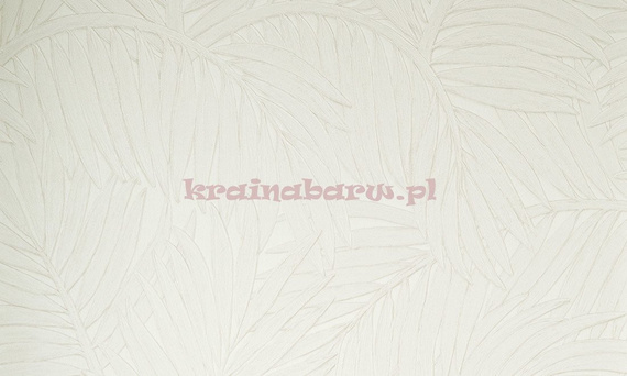 Tapeta z dużymi liśćmi palmy z wyczuwalną strukturą w bieli