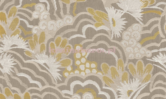  Stylowa zmywalna tapeta  z kwiatowym wzorem w beży w stylu art deco