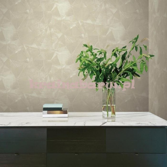 Tapeta geometryczna impresja Velvet Crush w kremach i bezach