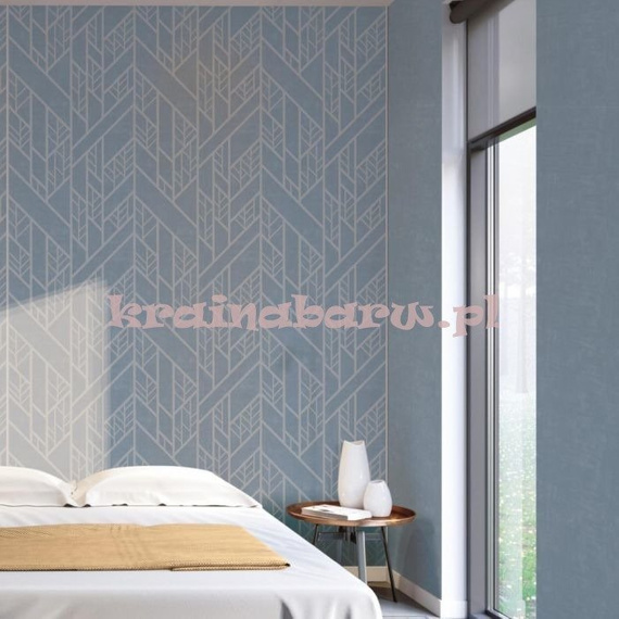 Tapeta geometryczna układ lini i rombów  niebieski stalowy