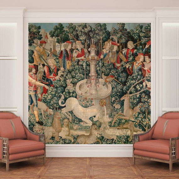 Tapeta Fototapeta  26998 Wall mural with unicorn at the fountain 