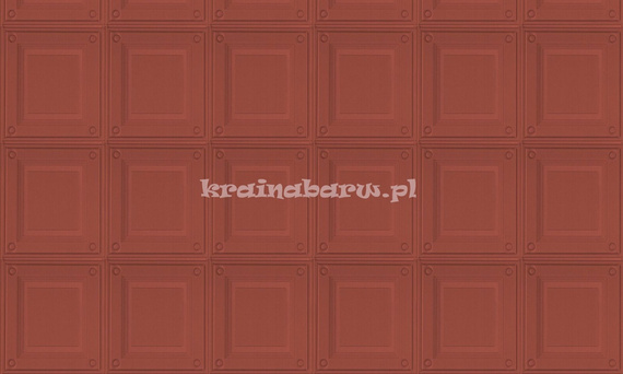 Luksusowa tapeta geometryczna 3D stylowe eleganckie kasetony w stonowanej czerwieni