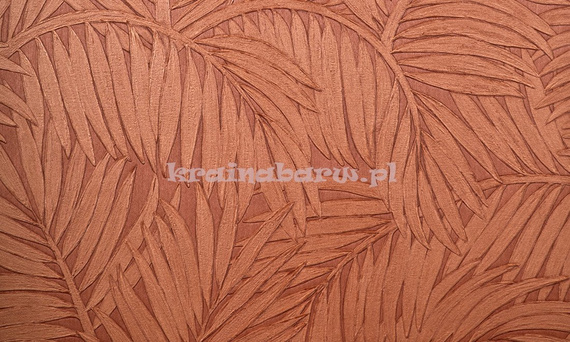 Tapeta z dużymi liśćmi palmy z wyczuwalną strukturą w czerwieniach