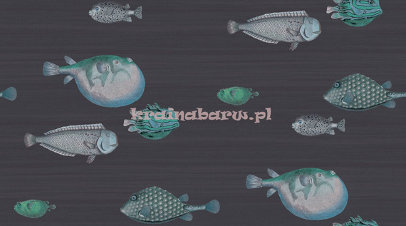 Oryginalna tapeta akwarium  zachwycające ryby na granatowym tle