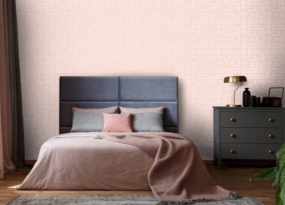 Modna tapeta 139207 geometryczna w stylu Art Deco blady róż i złoto