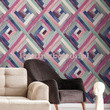 Tapeta  geometryczna kolorowe malowane romby róż granat