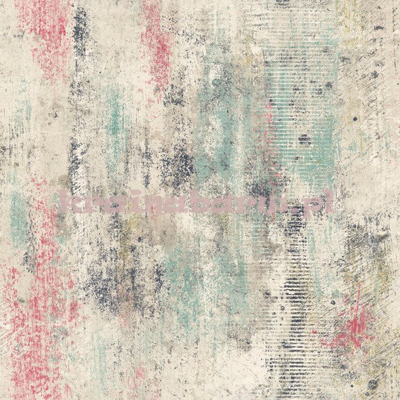 Tapeta kolorowa imitacja przecieranego tynku w niebieskim różowym szarym