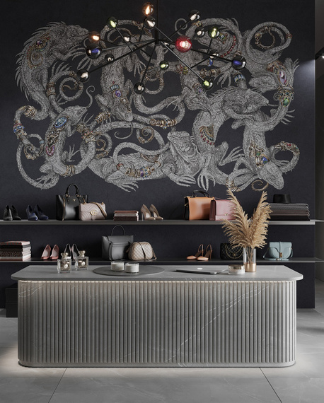 Oryginalny mural kameleon Hypno