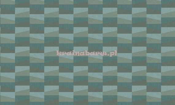 Tapeta geometryczna prostokąty i trapezy w zieleniach z szmaragdowym z wyczuwalną strukturą  i efektem 3D