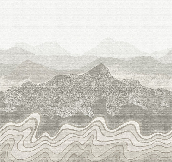 Mural Masureel Nebula Silver abstrakcja góry