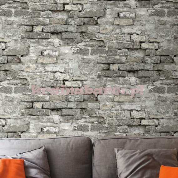 Tapeta  stara ceglana ściana 3D w szarościach