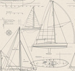 Oryginalna tapeta tekstylna Carl Robinson CL71008 żaglowce szkic