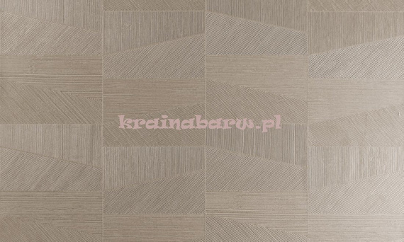 Tapeta geometryczna z  trapezowym wzorem w srebrzystych brązach z wyczuwalną strukturą  i efektem 3D