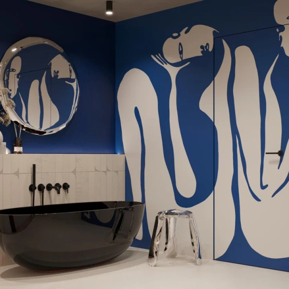 Tapeta artystyczna Wallart Couple Cobalt dwie postacie abstrakcja