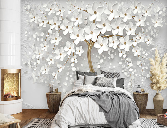 Fototapeta do salonu Abstrakcja Drzewo Kwiaty Wiosna