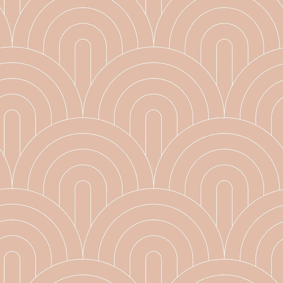 Modna tapeta 139218 Łuki w stylu Art Deco brzoskwiniowy biały