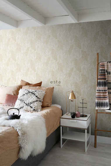 Tapeta 139125 złote liście na białym tle