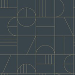 Modna tapeta 139210 geometryczna w stylu Art Deco    ciemnoniebieska złota