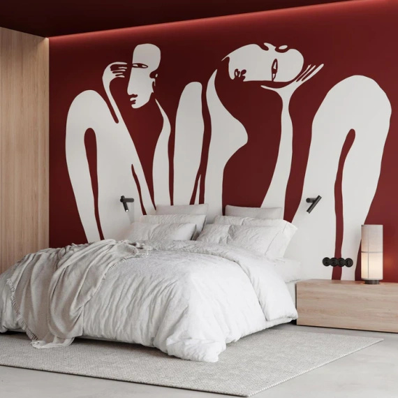 Tapeta artystyczna Wallart Couple Burgundy dwie postacie abstrakcja 