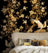 mural ekskluzywny RC 19117 Roberto Cavalli złote ptaki i kwiaty