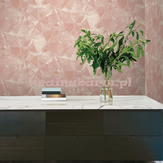 Tapeta geometryczna impresja Velvet Crush w brudnym różu