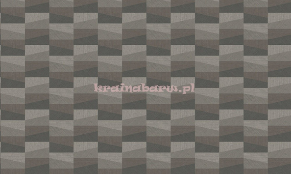 Tapeta geometryczna prostokąty i trapezy w brązach iszarościach  z wyczuwalną strukturą  i efektem 3D