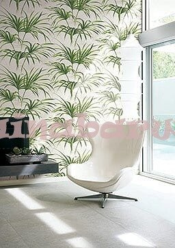 Nowoczesna tapeta z liśćmi palmy na matowm ciemnym zielonym tle