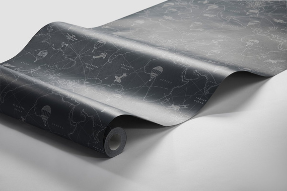 Tapeta w skandynawskim stylu mapa balony samoloty