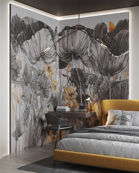 Fototapeta artystyczna Nostro liście kwiaty z szarością