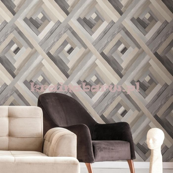 Tapeta  geometryczna kolorowe malowane romby w szarościach  beżach