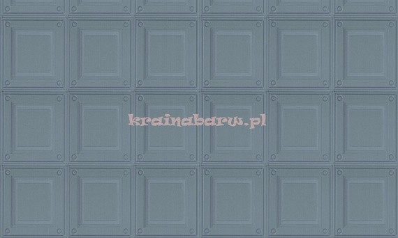 Luksusowa tapeta geometryczna 3D stylowe eleganckie kasetony  w stalowym niebieskim