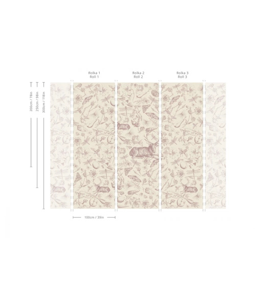 Tapeta Artystyczna Vintage botanic pink