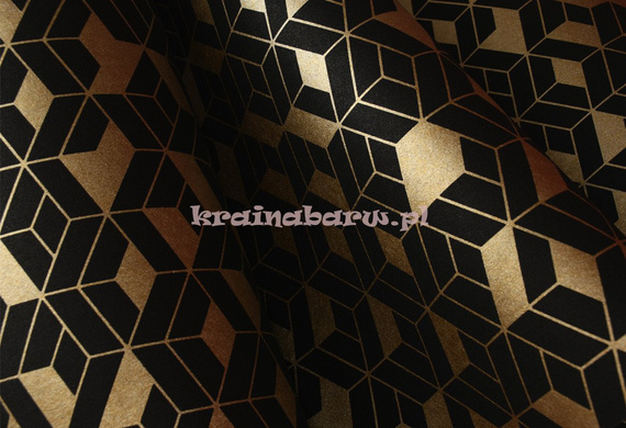 Nowoczesna tapeta geometryczna 3D czarno  złota