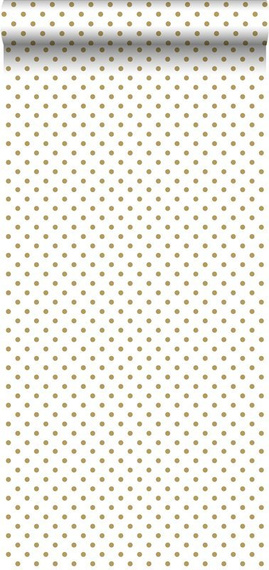 Tapeta 139113 złote kropki na białym tle