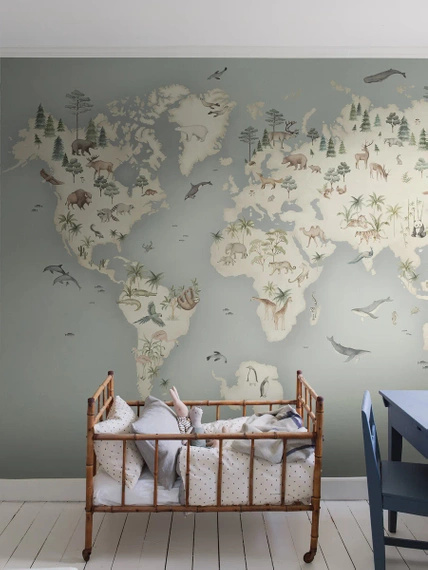 Mural Magic Forest 6946 Mapa świata zwierzęta
