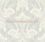 Tapeta Art Déco Kwiatowy Ornament biały na szarym tle