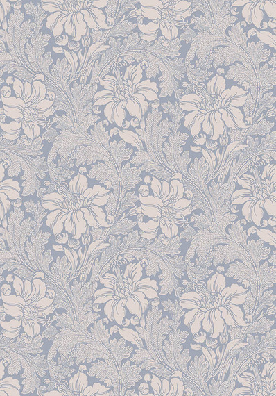 Tapeta 2010 w skandynawskim stylu kwiaty na niebieskim tle