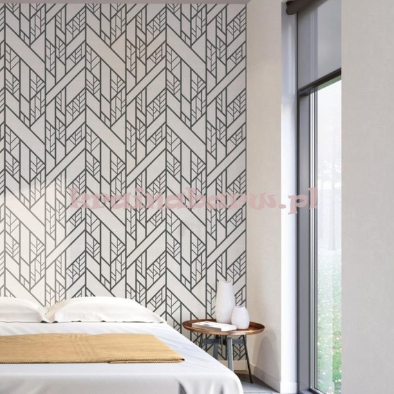 Tapeta geometryczna układ lini i rombów czarno biały